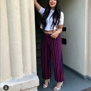 Striped wide leg pants